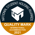 the logo for the college student housing project quality mark international accommodation 2021