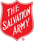a red sign that says the salvation army