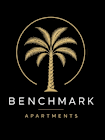 A logo for Benchmark Apartments featuring a palm tree.
