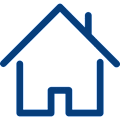 a small house with a blue line around it
