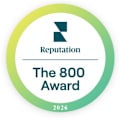A circular logo for the Reputation 800 Award 2026.