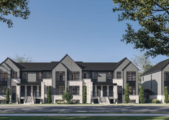 a rendering of an apartment building on a city street