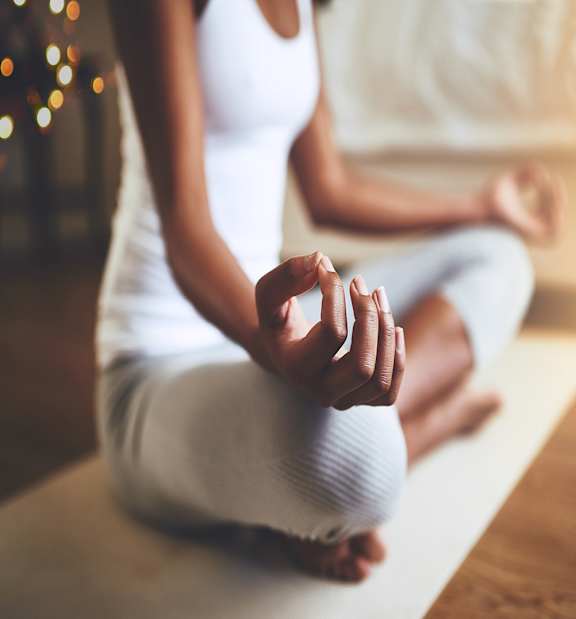 fitness lady doing yoga. Ohm.