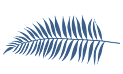 A blue silhouette of a leaf.