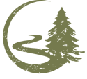 a green christmas tree with a winding road
