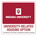 A sign indicating a university-related housing option.