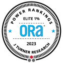 a white circular sticker with the ora logo on it