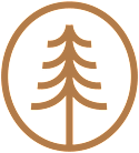 A brown tree is in a brown circle.