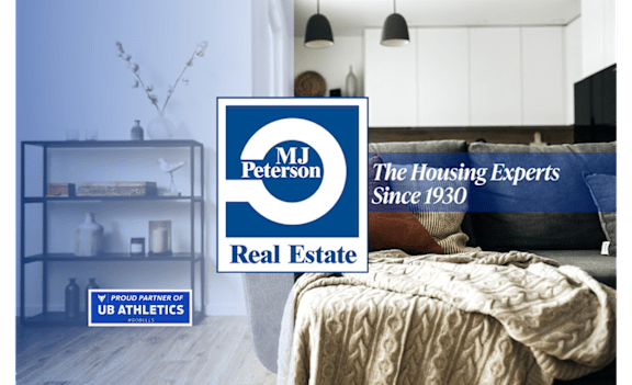 A logo for Peterburn Real Estate is displayed on a blue background.
