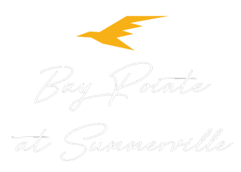 White logo for Bay Pointe at Summerville SC