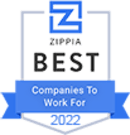 A badge stating Zippia's best companies to work for.