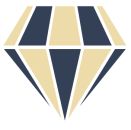 a graphic of a diamond with gold and blue triangles