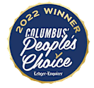 A blue and gold emblem for the 2022 Columbus's People's Choice winner.