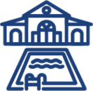 a blue and white church with a cloud in front of it vector illustration vector illustration, transparent