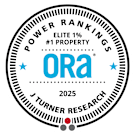 A badge indicating a top property ranking for the year 2025.