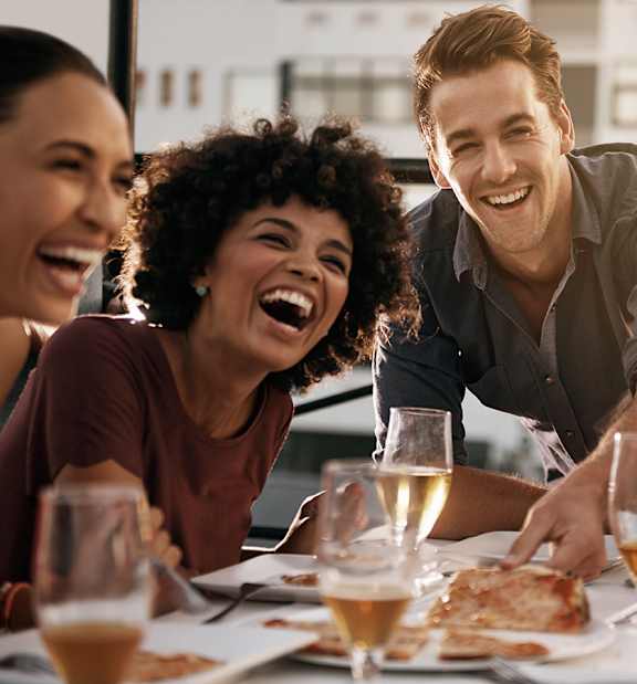 Friends having dinner