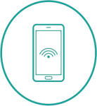 a smartphone with wifi icon in a blue circle