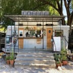 the facade of a coffee shop with a counter and stairs  at Vibe on Riverside, Austin, Texas