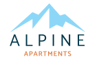 a logo for alpine apartments photographic print
