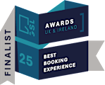 A graphic for the IST Finalist Awards shows a blue box with the words "Best Booking Experience.".