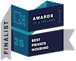 A graphic for the finalist 25 awards for best private housing in the UK & Ireland.
