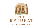 The logo for "The Retreat at Riverview" features a stylized city skyline.