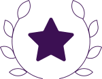 purple star with leaves on a green background