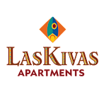 The image is a logo for Laskivas Apartments, featuring a stylized rocket ship above the text.