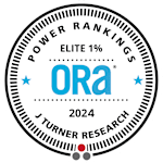 A badge indicating a 2024 power ranking of Ora by J Turner Research.