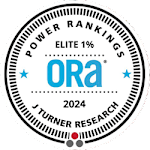 A badge indicating a power ranking of 0.92 by J Turner Research for the year 2024.