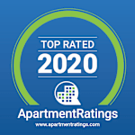 A logo for "Apartment Ratings" indicating a top rating for the year 2020.