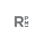 A grayscale image of the letters R, P, M.