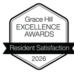 A black and white image of the Grace Hill Excellence Awards logo.