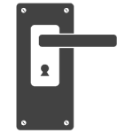 A black and white image of a door handle.
