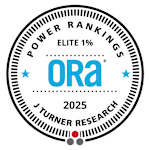 A circular logo with the text "POWER RANKINGS" and "ORA" prominently displayed in the center.