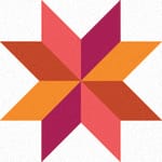 a purple and orange star logo with a pink and purple star