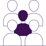 an illustration of a group of people with a purple circle in the middle