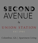 A poster advertising Second Avenue and Union Station apartment living in Columbus, GA.