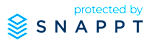 A graphic with the text "protected by SNAPPT" in front of a blue cube design.