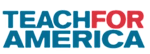A blue and red logo that says Teach for America.