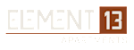A logo for a company called Element 13 Apartments.