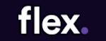 The image features the word "flex" in white letters with a purple dot at the end.
