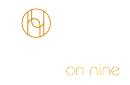 the logo for hudson on nine on a black background