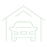 A white car is parked in front of a house.