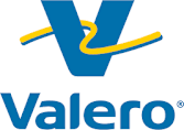 A blue and yellow Valero logo on a white background.
