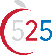 A graphic with the text "Love where you live!" in blue, with a red swoosh and a white apple.