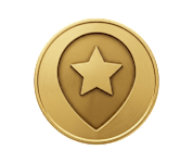 A gold coin with a star in the center.
