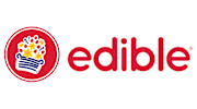 The image features a red logo with a crown and a book, next to the word "edible" in red.