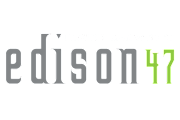 A logo with the text "Proudly managed by edison47" in different colors.