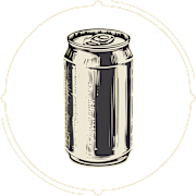 A canned beverage is depicted in a vintage style illustration.